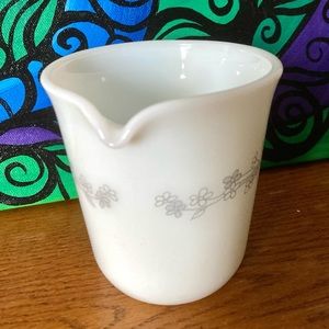 PYREX Milk Glass Gray Ribbon Bouquet Small Creamer Mug